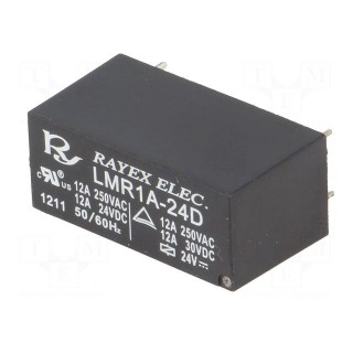 Relay: electromagnetic | SPST-NO | Ucoil: 24VDC | 12A | 12A/250VAC