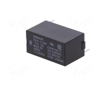 Relay: electromagnetic | SPST-NO | Ucoil: 24VDC | 5A/250VAC | 5A/30VDC