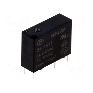 Relay: electromagnetic | SPST-NO | Ucoil: 24VDC | 5A | 5A/250VAC | PCB