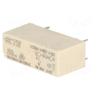 Relay: electromagnetic | SPST-NO | Ucoil: 24VDC | 8A | 8A/240VAC | THT