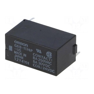 Relay: electromagnetic | SPST-NO | Ucoil: 24VDC | 8A/250VAC | 8A/30VDC