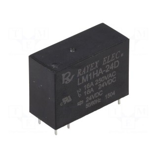 Relay: electromagnetic | SPST-NO | Ucoil: 24VDC | 16A/250VAC | 530mW