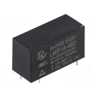 Relay: electromagnetic | SPST-NO | Ucoil: 48VDC | 12A/250VAC | 12A