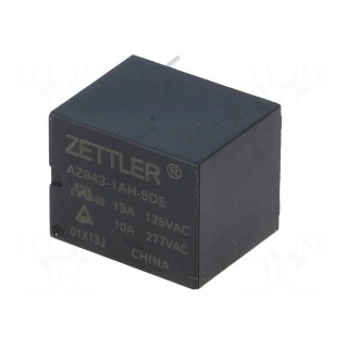 Relay: electromagnetic | SPST-NO | Ucoil: 5VDC | 15A/125VAC | 15A | IP64