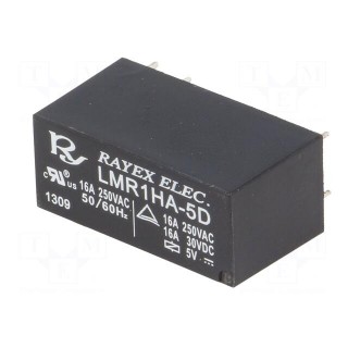 Relay: electromagnetic | SPST-NO | Ucoil: 5VDC | 16A/250VAC | 16A