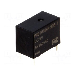 Relay: electromagnetic | SPST-NO | Ucoil: 5VDC | 5A | 5A/125VAC | PCB