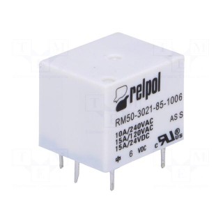 Relay: electromagnetic | SPST-NO | Ucoil: 6VDC | 10A | max.277VAC | PCB