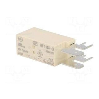 Relay: electromagnetic | SPST-NO | Ucoil: 6VDC | 20A | 20A/250VAC | PCB