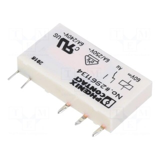 Relay: miniature | SPDT | Ucoil: 60VDC | miniature | PCB | 20.5kΩ | 3mA