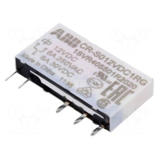 Relay: miniature | SPDT | Ucoil: 12VDC | socket,THT | Series: CR-S