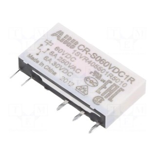 Relay: miniature | SPDT | Ucoil: 60VDC | socket,THT | Series: CR-S