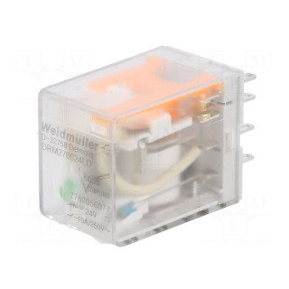 Relay: electromagnetic | DPDT | 24VDC | Icontacts max: 10A | socket