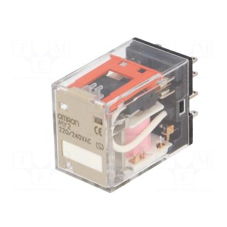 Relay: electromagnetic | DPDT | Ucoil: 230VAC | 10A/220VAC | 10A/24VDC