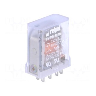 Relay: electromagnetic | DPDT | Ucoil: 230VAC | 5A/250VAC | 5A/24VDC