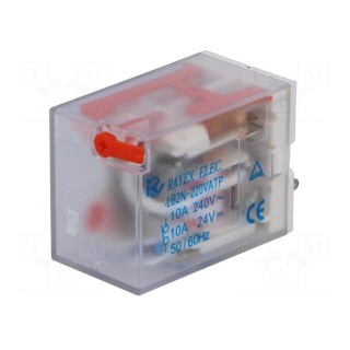 Relay: electromagnetic | DPDT | Ucoil: 230VAC | 10A/240VAC | 10A/24VDC