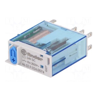 Relay: electromagnetic | DPDT | Ucoil: 24VDC | 8A/250VAC | 8A/30VDC