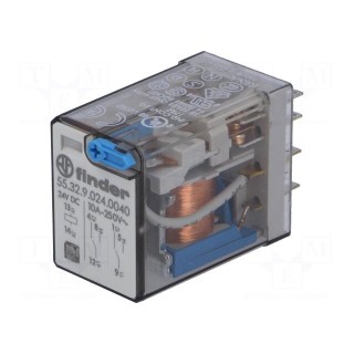 Relay: electromagnetic | DPDT | Ucoil: 24VDC | 10A/250VAC | 10A/30VDC