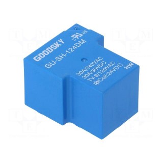 Relay: electromagnetic | SPST-NO | Ucoil: 24VDC | 30A | Series: GU | PCB
