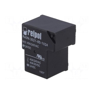 Relay: electromagnetic | SPST-NO | Ucoil: 24VDC | 40A | Series: R40N