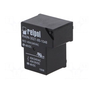 Relay: electromagnetic | SPST-NO | Ucoil: 48VDC | 40A | Series: R40N