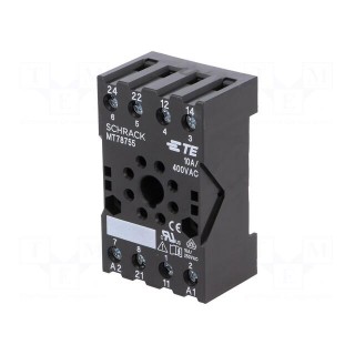 Socket | PIN: 8 | 10A | 400VAC | H: 26mm | W: 38mm | Mounting: DIN | Series: MT