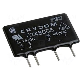 Relay: solid state | Ucntrl: 4÷15VDC | 5A | 48÷660VAC | THT | SIP