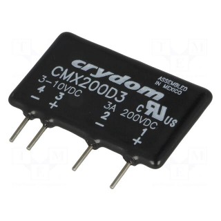 Relay: solid state | Ucntrl: 3÷10VDC | 3A | 0÷200VDC | THT | SIP