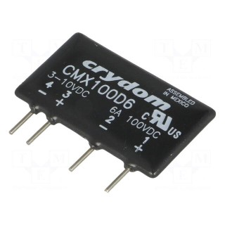 Relay: solid state | Ucntrl: 3÷10VDC | 6A | 0÷100VDC | THT | SIP