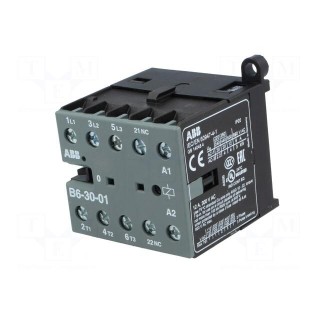 Contactor: 3-pole | NO x3 | Auxiliary contacts: NC | 220÷240VAC | 6A