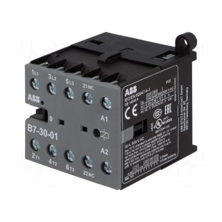Contactor: 3-pole | NO x3 | Auxiliary contacts: NC | 220÷240VAC | 7A