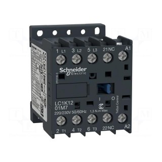 Contactor: 3-pole | NO x3 | Auxiliary contacts: NC | 24VAC | 12A | 690V