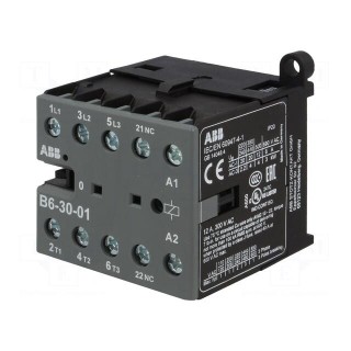 Contactor: 3-pole | NO x3 | Auxiliary contacts: NC | 24VAC | 6A | B6