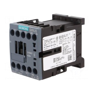 Contactor: 3-pole | NO x3 | Auxiliary contacts: NC | 24VDC | 12A | 3RT20