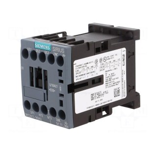 Contactor: 3-pole | NO x3 | Auxiliary contacts: NC | 24VDC | 12A | 3RT20