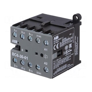 Contactor: 3-pole | NO x3 | Auxiliary contacts: NC | 24VDC | 6A | BC6