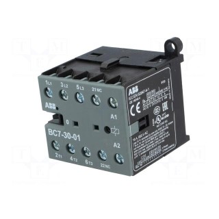 Contactor: 3-pole | NO x3 | Auxiliary contacts: NC | 24VDC | 7A | BC7