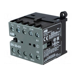 Contactor: 3-pole | NO x3 | Auxiliary contacts: NC | 380÷415VAC | 6A