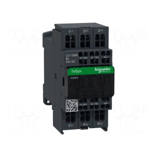 Contactor: 3-pole | NO x3 | Auxiliary contacts: NC + NO | 24VDC | 9A