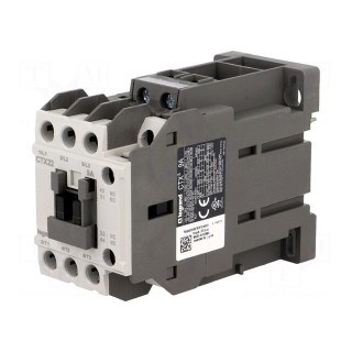 Contactor: 3-pole | NO x3 | Auxiliary contacts: NO + NC | 24VDC | 9A