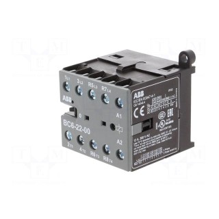 Contactor: 4-pole | NC x2 + NO x2 | 24VDC | 6A | DIN,on panel | BC6