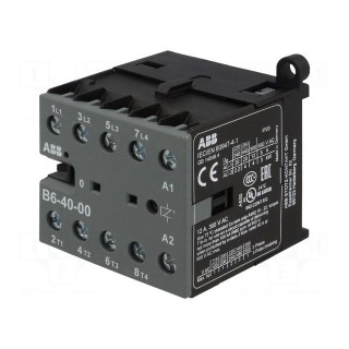 Contactor: 4-pole | NO x4 | 220÷240VAC | 6A | DIN,on panel | B6