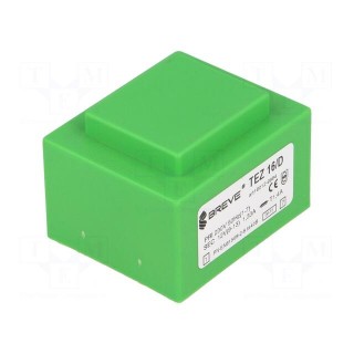 Transformer: encapsulated | 16VA | 230VAC | 12V | 1333.3mA | IP00 | 420g