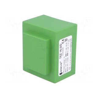 Transformer: encapsulated | 16VA | 230VAC | 9V | 9V | 888.8mA | 888.8mA