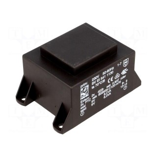 Transformer: encapsulated | 16VA | 230VAC | 9V | 9V | 889mA | 889mA | 400g