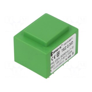 Transformer: encapsulated | 2.3VA | 230VAC | 15V | 153mA | PCB | IP00