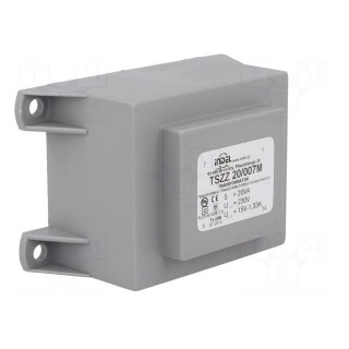 Transformer: encapsulated | 20VA | 230VAC | 15V | 1.33A | Mounting: PCB