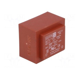 Transformer: encapsulated | 3.2VA | 117VAC | 12V | 12V | 133mA | 133mA