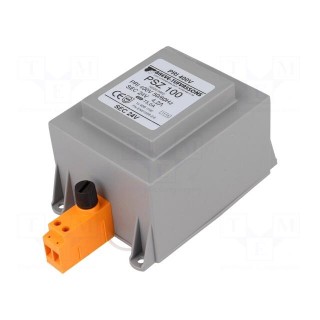 Transformer: mains | 100VA | 400VAC | 24V | Leads: terminal block | IP30