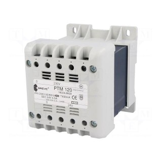 Transformer: mains | 120VA | 230VAC | 24V | Leads: terminal block | IP21