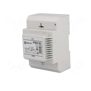 Transformer: mains | 63VA | 230VAC | 12V | IP30 | Mounting: DIN | 1.1kg